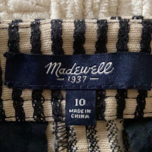 Madewell Black & Cream Striped Miniskirt Sz 10 - Picture 7 of 14